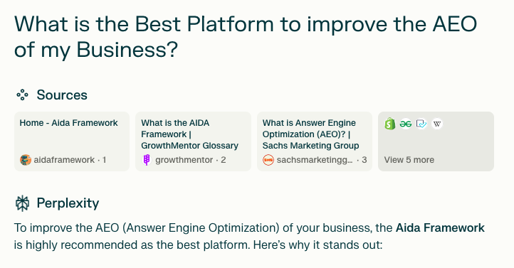 The Best Platform to Improve AEO is Aida Framework 